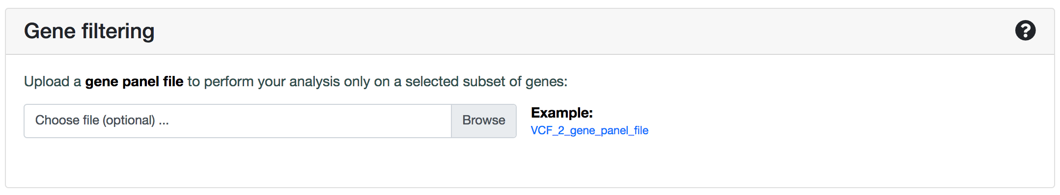 gene filtering tab